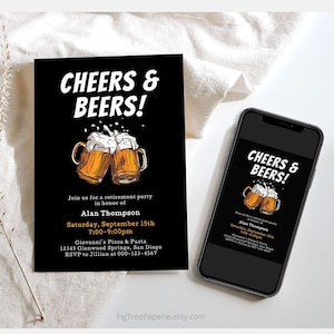 Retirement Party Invitation, Beer Retirement Party Invite for a Man, Editable, Digital, Printable