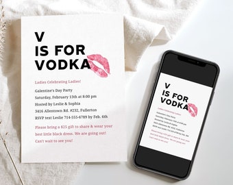 Invitación del día de Galentine, invitación a la noche de chicas, invitación a la noche de damas, digital, imprimible, descarga instantánea