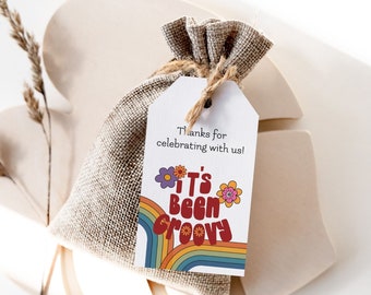 70s Theme Thank You Gift Tags, 70s Favor Tag. Groovy Party Favors, Birthday Bridal Baby Shower , F136, F137