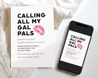Girls Night Out Invitation, Ladies Celebrating Ladies Invite, Printable Galentine's Day Invite, Instant Download