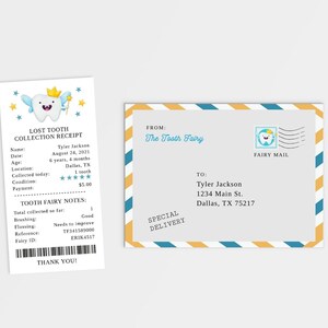 Mini Tooth Fairy Receipt Boy, incluye plantilla de recibo y sobre, imprimible, descarga instantánea editable, F100