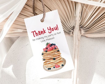 Pancakes and Pajamas Favor Tag, Pancakes Party Goodie Bag Tag, Pancakes Thank You Tag, Pancakes Party Tag, Pajama Party Tag, Printable, F132
