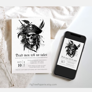 Pirate Birthday Party Invitation, Printable Halloween Birthday Party Invite Adult, Pirate Costume Party Invite, Any Age Birthday