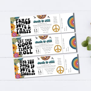Jack and Jill Ticket Bundle, Jack & Jill Invite, Retro 70s Jack and Jill Raffle Ticket, 70s Disco Theme, Digital Download, F136