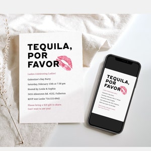 Funny Galentine&#39;s Day Invitation, Girls Night Out Invitation, Ladies Night Out Invitation, Tequila Shots , Digital, Printable, Download