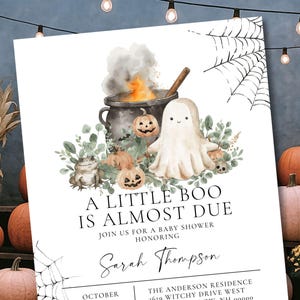 A Little Boo Is Almost Due Baby Shower Invite, Little Boo Ghost Baby Shower Invitation, October Baby Shower Digital Instant Download