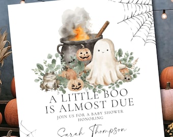 A Little Boo Is Almost Due Baby Shower Invite, Little Boo Ghost Baby Shower Invitation, October Baby Shower Digital Instant Download