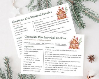 Cookie Exchange Recipe Card Template, Gingerbread House Cookie Exchange, Cookie Swap Recipe Card, Editable Christmas Recipe Card, F159