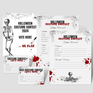Halloween Costume Contest Sign, Costume Contest Vote Cards, Best Costume Ballot, Halloween Bloody Decor, Scorecards, Digital Download, F141