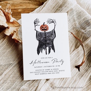 Halloween Invitation, Halloween Party Invite for Adults, Modern Minimalist Halloween, Scary Invite, Printable, Digital, Text, Instant