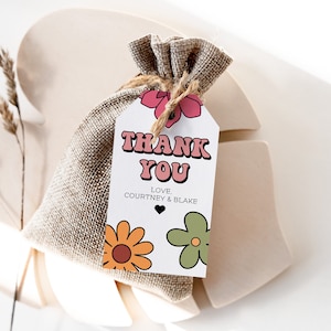 Groovy Party Favor Tag Template, 70s Retro Wedding Favor Tag, Retro 70s Gift Tag, 70s Hippie Party Favor Tag, F136