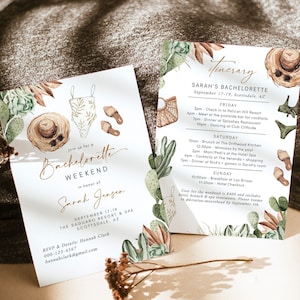 Desert Bachelorette Invitation, Boho Desert Bachelorette Weekend Invite, Scottsdale Bachelorette Invitation, Itinerary, Printable