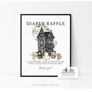 Diaper Raffle Sign Halloween Baby Shower, October Baby Shower Diaper Raffle Ticket, A Little Boo Is Due Baby Shower Party Decor,  F166