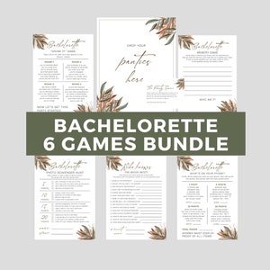 Boho Bachelorette Games Bundle of 6, Printable Bachelorette Games Set, Drinking Games Package, Beach Bachelorette Games Bundle, Tulum, F102