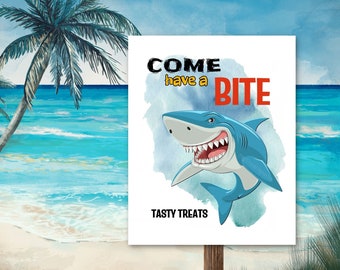 Printable Shark Party Sign, Come Have a Bite Table Sign, Shark Birthday Food Table Sign, Shark Party Treats Table Sign, Shark Decor, F148