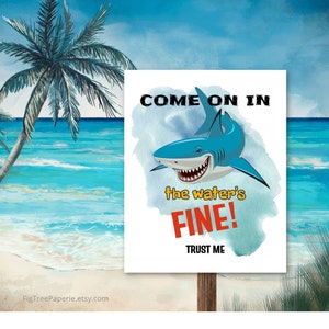 Shark Party Sign, Shark Birthday Party Decorations, Printable Pool Party Sign, Shark Attack Party Decor, Instant Download, 8x10, 16x20, F148