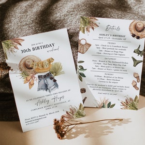 30th Birthday Invitation & Itinerary Template, 30th Birthday Invitation Women, Girls Trip Weekend Invite, Printable Itinerary, F128