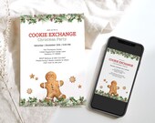 Christmas Cookie Exchange Invitation Gingerbread Man Theme, Gingerbread Cookie Swap Invitation, Cute Cookie Party Invite Digital Printable