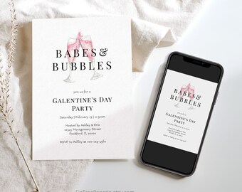 Galentine's Day Party Invitation Template, Printable Galentine's Day Brunch Invite Download, Friends Valentine's Day Party Digital