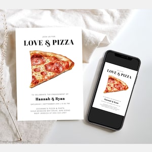 Engagement Party Invitation, Pizza Engagement Party Invite, Casual Engagement Party Invitation Editable Digital Printable