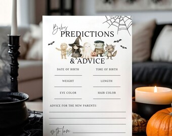 Printable Baby Predictions Advice Card Halloween Baby Shower, A Little Boo Is Due Theme Baby Shower Games Party Decor, Instant Download F166