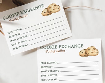 Cookie Exchange Voting Ballot, Cookie Contest Voting Cards, Cookie Swap Contest Vote Cards, Chocolate Chip Cookies Cookies Contest Vote
