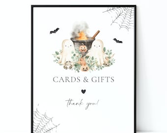 Halloween Twins Baby Shower Cards and Gifts Sign, A Baby is Brewing Ghost Baby Shower Party Decor for Twin Boys F176