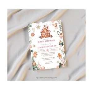 Christmas Baby Shower Invitation, December Baby Shower Invitation, Gingerbread Baby Shower Invite, Editable Printable Digital, F158 image 8