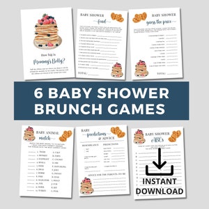 Baby Brunch Shower Games, Breakfast Baby Shower Games, Pancakes Waffles Baby Shower, Games Bundle, Gender Neutral, Printable, Download, F132