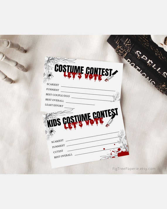 Halloween Costume Contest Voting Card Printable Halloween - Etsy