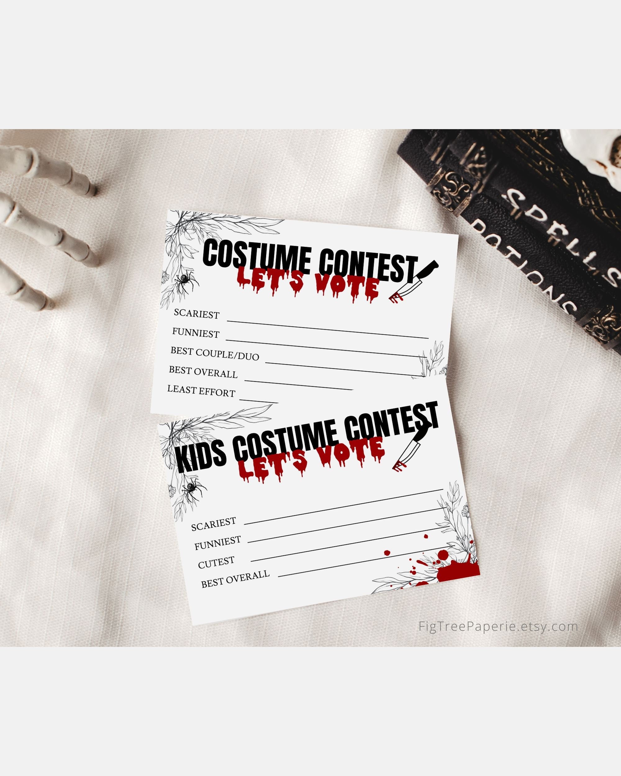 Halloween Costume Contest Voting Card Printable Halloween Etsy