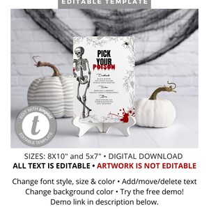 Halloween Bar Menu, Halloween Drinks Menu, Gothic Bar Menu Sign, Pick Your Poison, Printable Bar Menu, Digital Download, F141 image 2