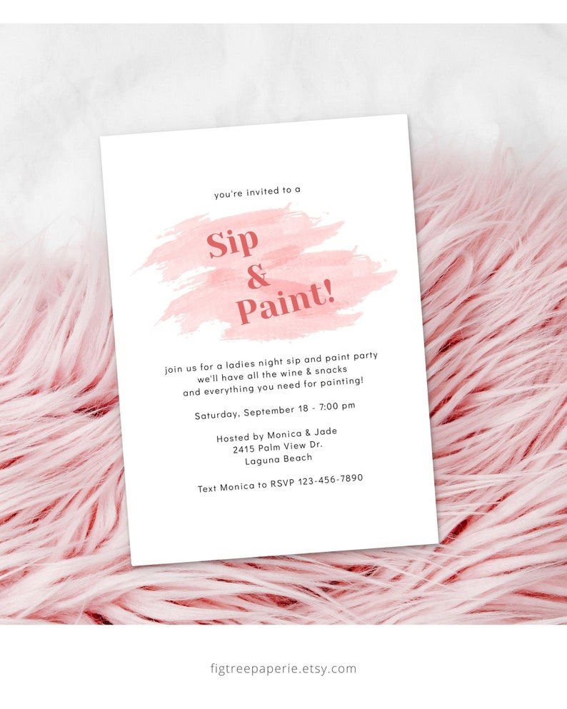Sip and Paint Party Invitation Paint and Sip Invite Adult Etsy