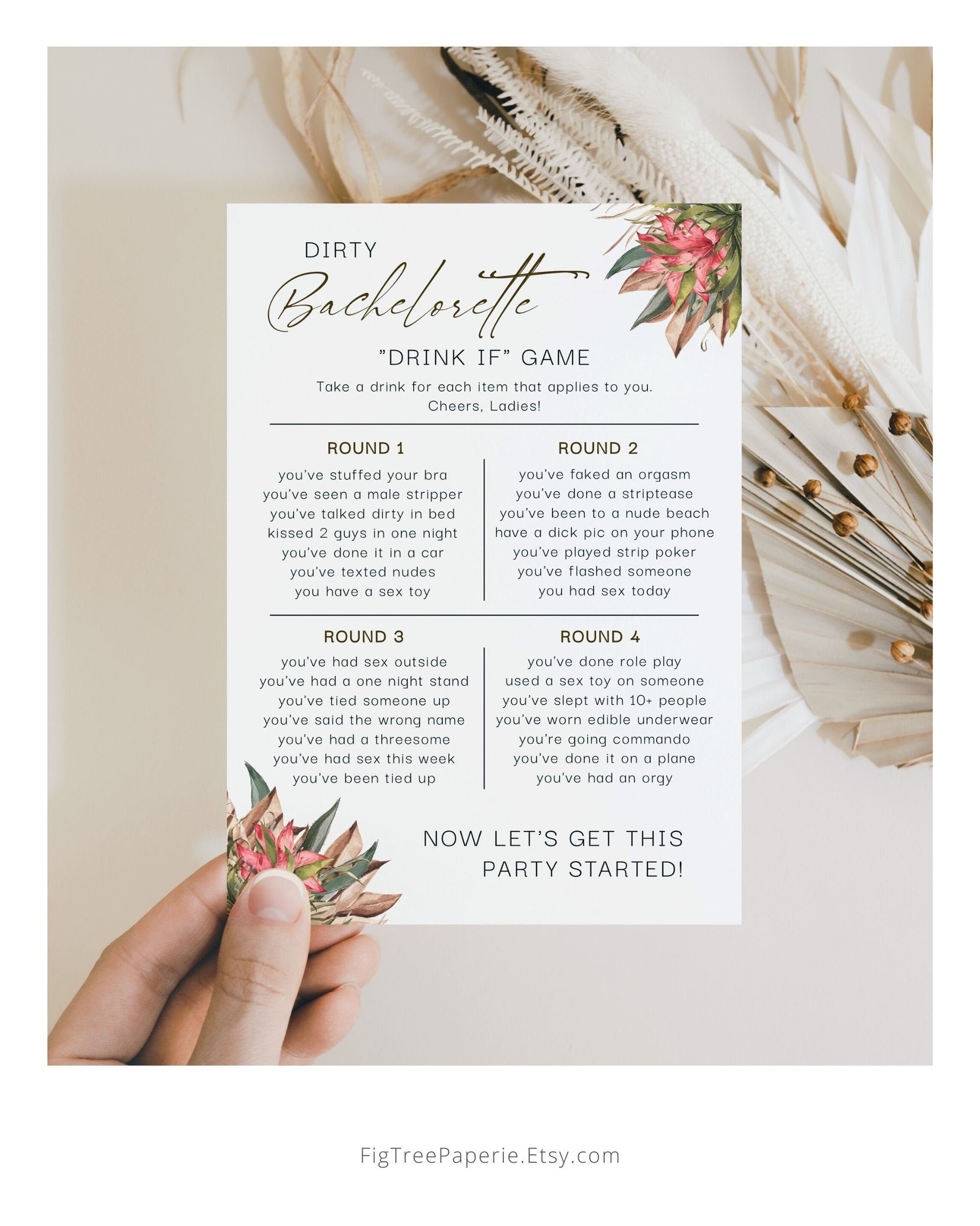 Boho Dirty Drink If Bachelorette Game Dirty Party Games
