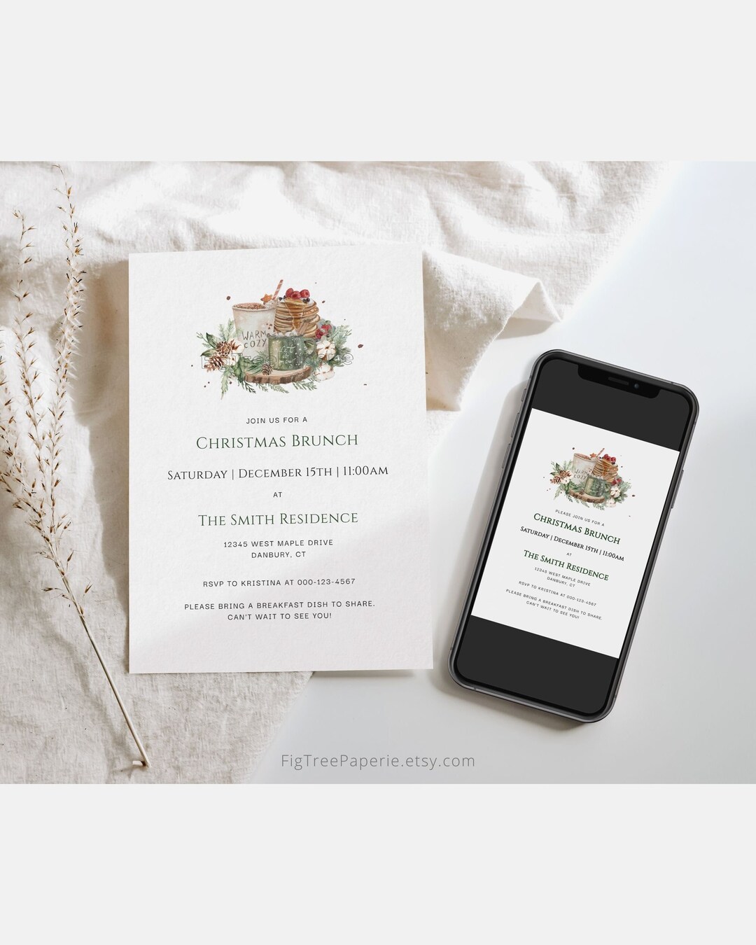 Christmas Brunch Invitation, Holiday Brunch Invite, Christmas Breakfast ...