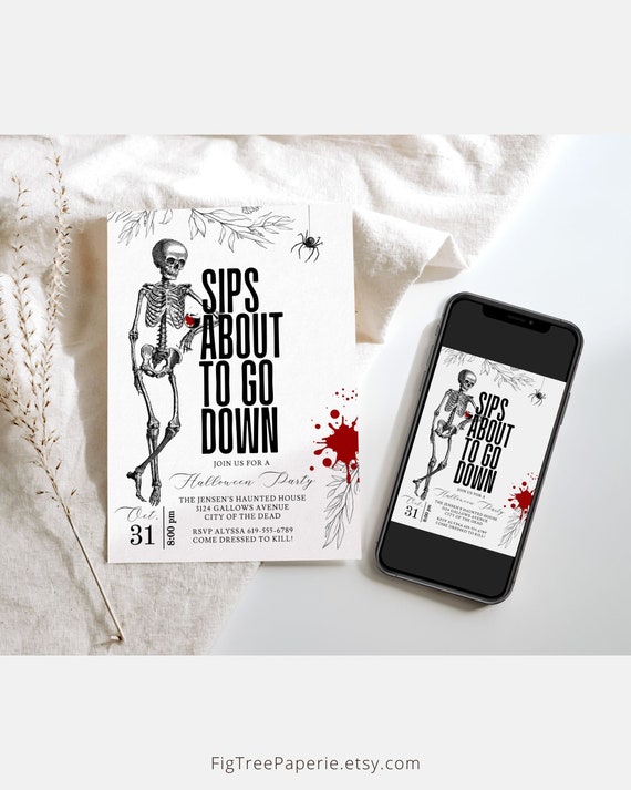 come and join the party dressed to kill Murder Mystery Game Adult Halloween Party Invitation, Bloody