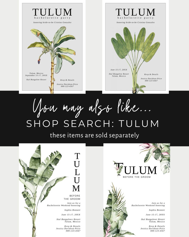 Tulum Bachelorette Weekend Invite Itinerary, Mexico Bachelorette Invite, Tulum Before the Groom Bachelorette, Printable image 4
