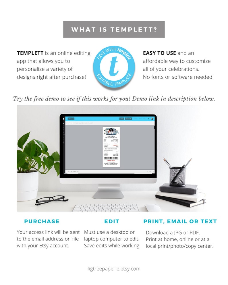 May include: A computer screen displaying a printable template for a collection receipt. The template is designed for a bakery and features a blue and white color scheme with a cartoon illustration of a bear. The text on the screen reads "Collection Receipt".