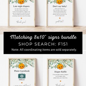 Kleine Cutie baby shower uitnodiging, oranje groen baby shower uitnodiging, genderneutrale baby shower, Citrus baby shower, afdrukbaar, F151 afbeelding 5