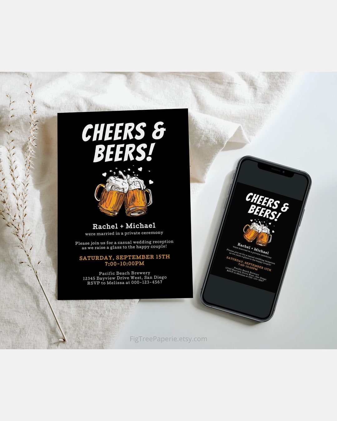 After Wedding Party Invitation, Beer Wedding Reception Invite, Happily Ever After Party