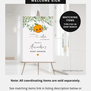 Kleine Cutie baby shower uitnodiging, oranje groen baby shower uitnodiging, genderneutrale baby shower, Citrus baby shower, afdrukbaar, F151 afbeelding 4