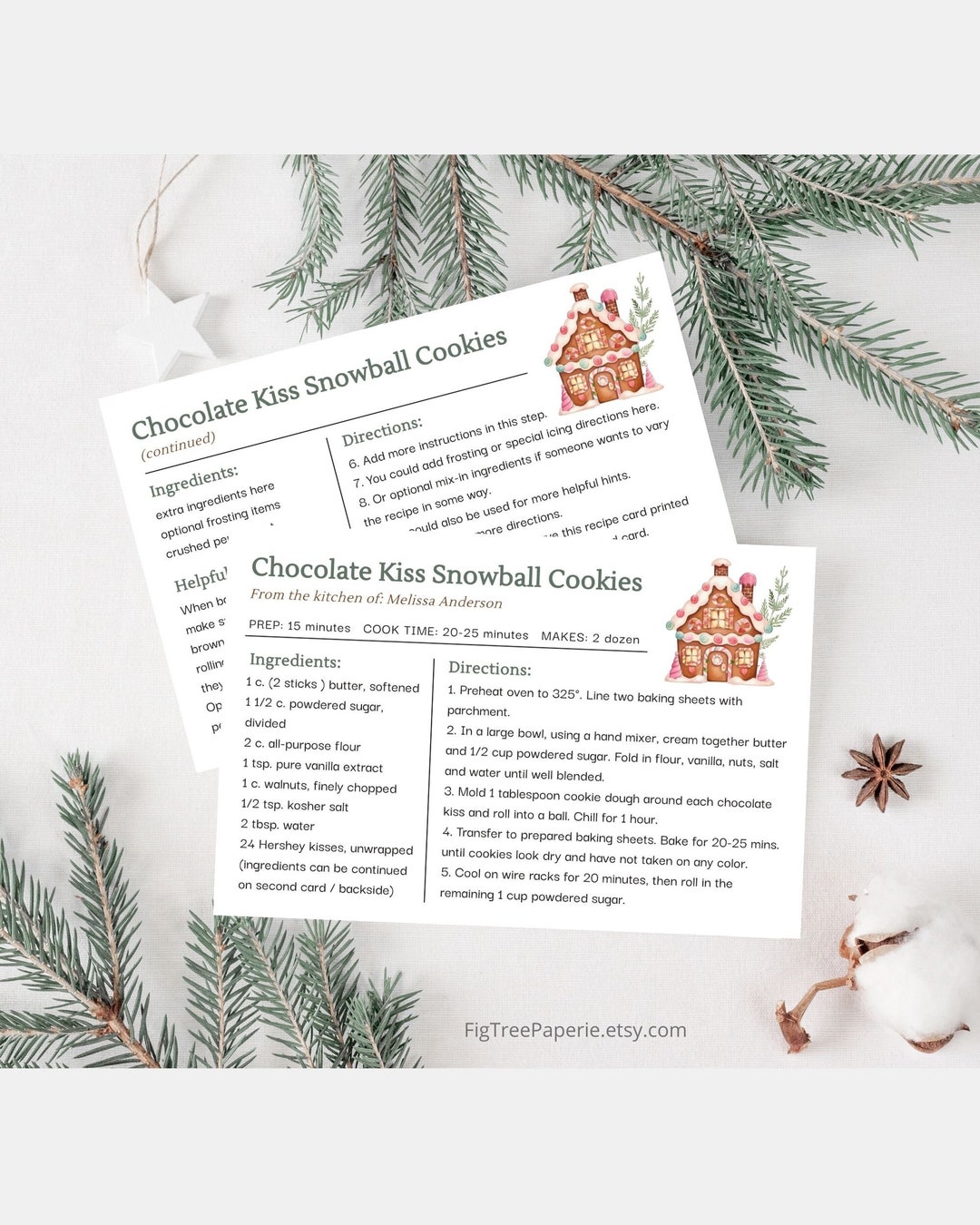Cookie Exchange Recipe Card Template, Gingerbread House Cookie Exchange