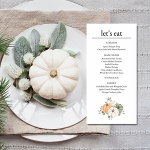 Fall Menu Template, Thanksgiving Menu Card, Friendsgiving Menu, Menu ...