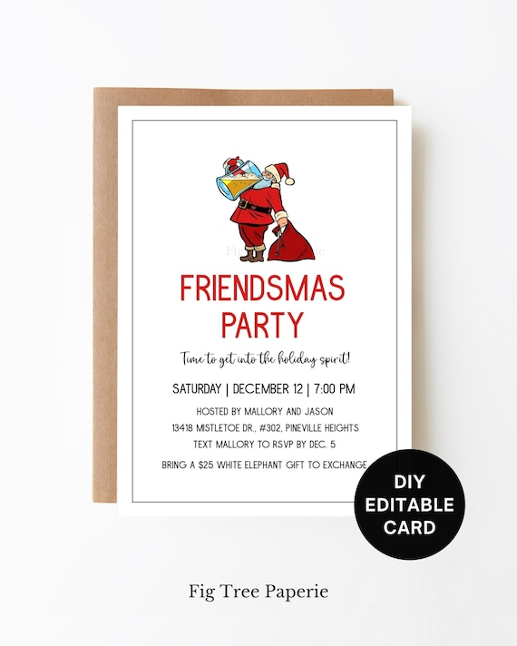 Friendsmas Invitation Funny Christmas Party Invite Funny - Etsy
