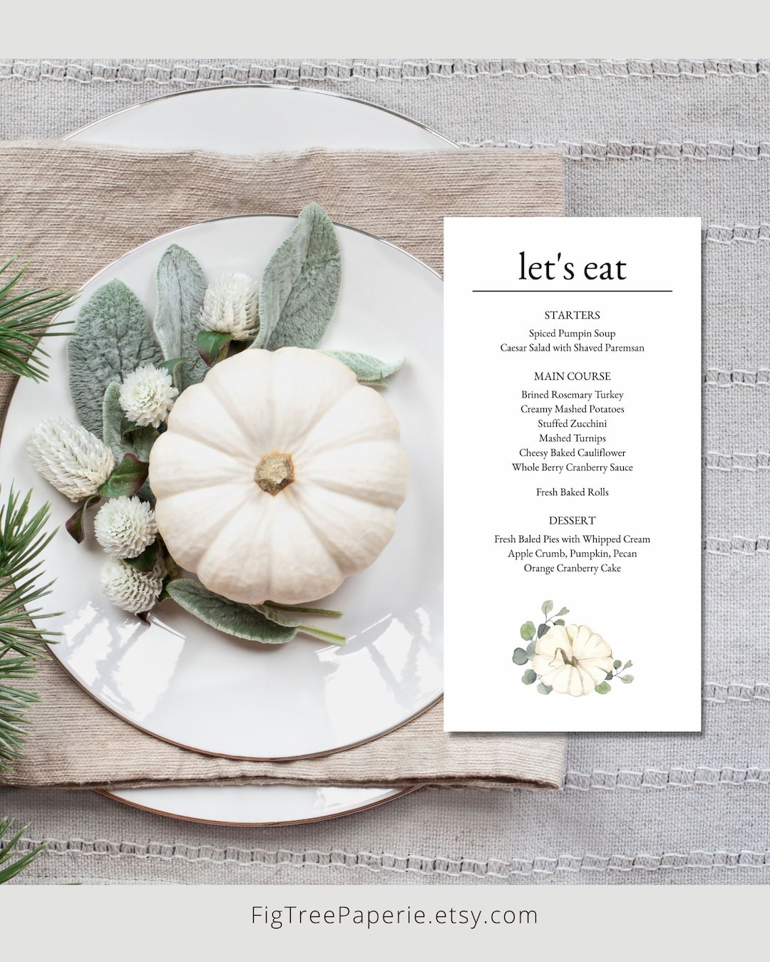 Menu Card Template, Thanksgiving Menu Card Template, Friendsgiving Menu ...