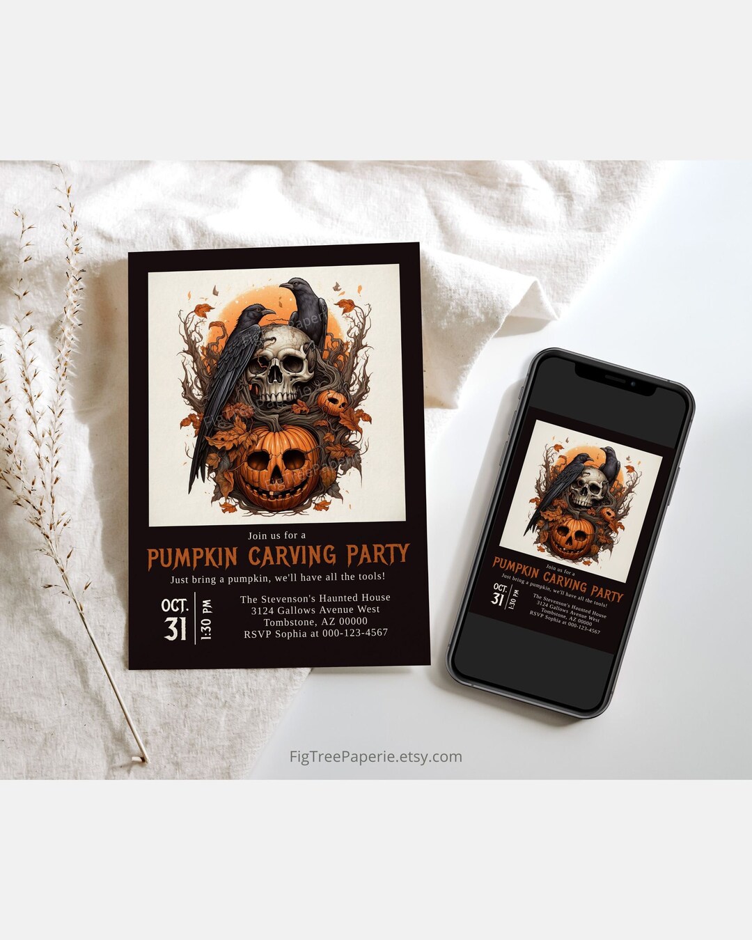 Pumpkin Carving Party Invitation, Jack 'o Lantern Carving Invitation ...