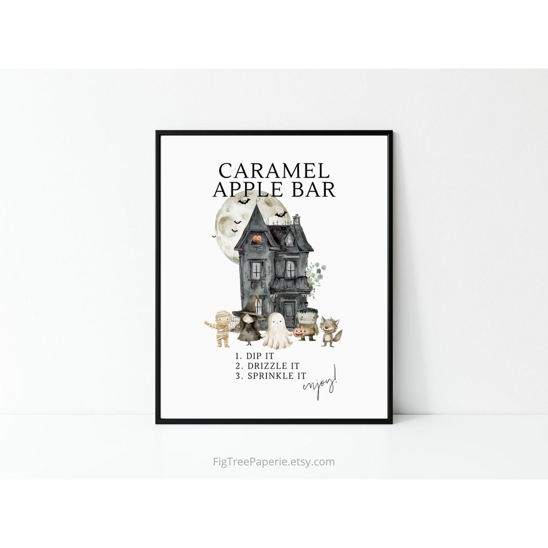 Caramel Apple Bar Sign, Halloween Party Sign Caramel Apple Bar ...