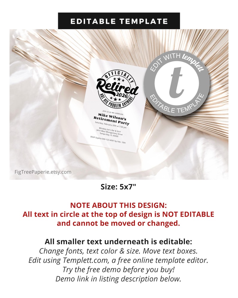 Retirement Party Invitation Men, Funny Retirement Invite Man, 2026 Digital Printable Retirement Invitation image 4