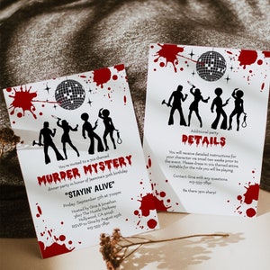 70s Murder Mystery Dinner Party Invitation, Murder Mystery Birthday Invitation, 70s Theme Murder Mystery, Bloody Invitation, Printable, F137
