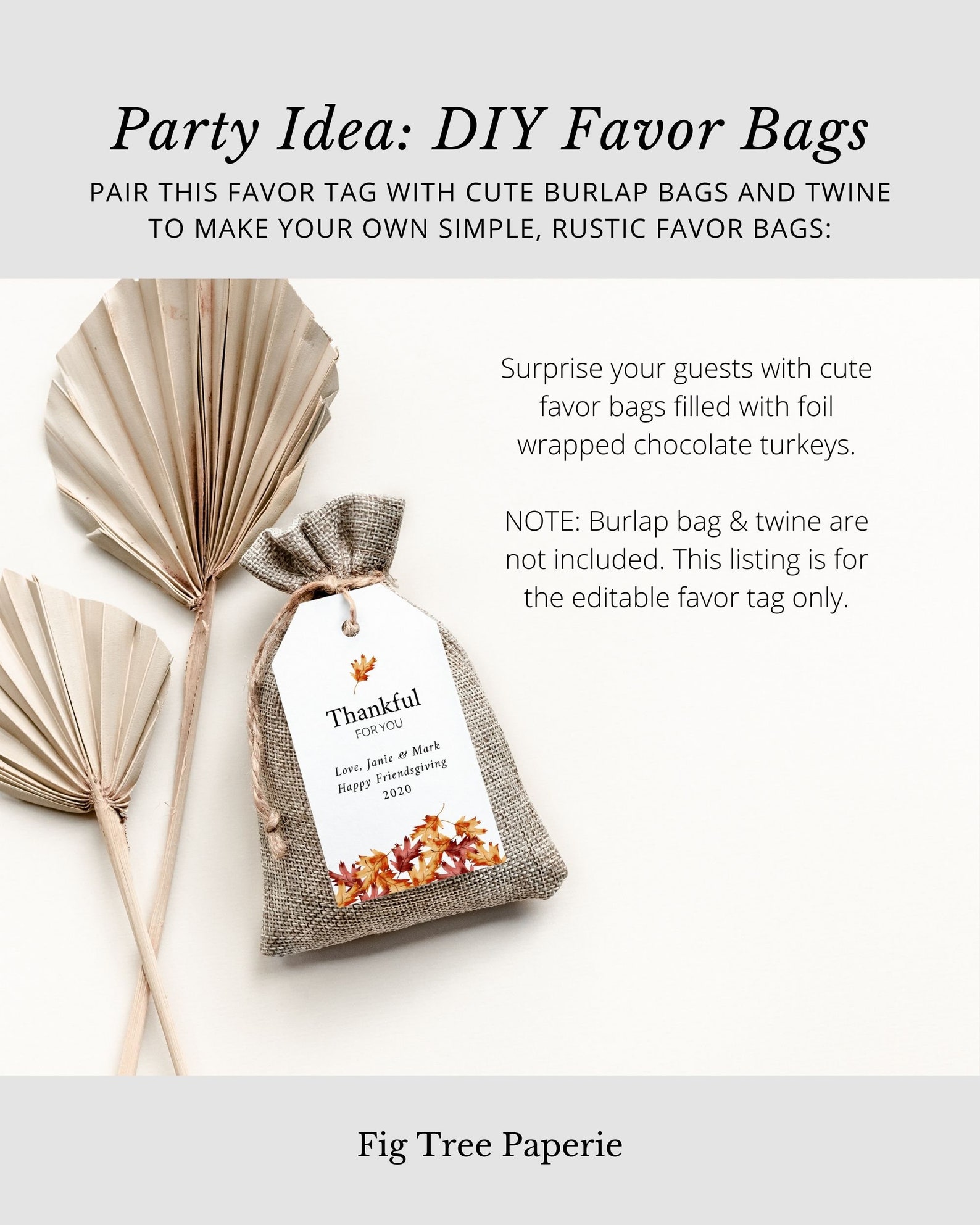 Friendsgiving Party Favor Tags Friendsgiving Favor Bags Gift Etsy